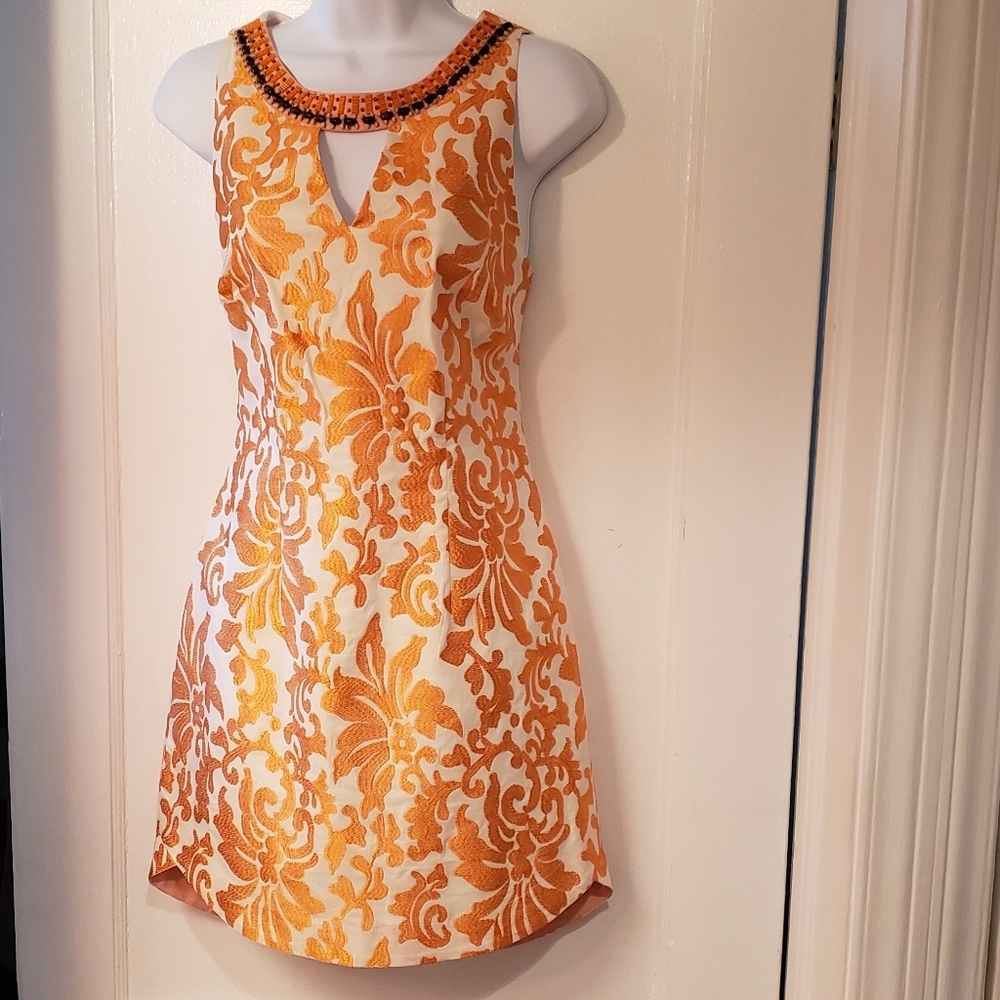 Hale Bob embroidered and beaded poplin dress